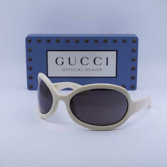 Gucci GG1381S 003 Cat Eye Sunglasses - White/Dark Brown - Picture 1 of 12